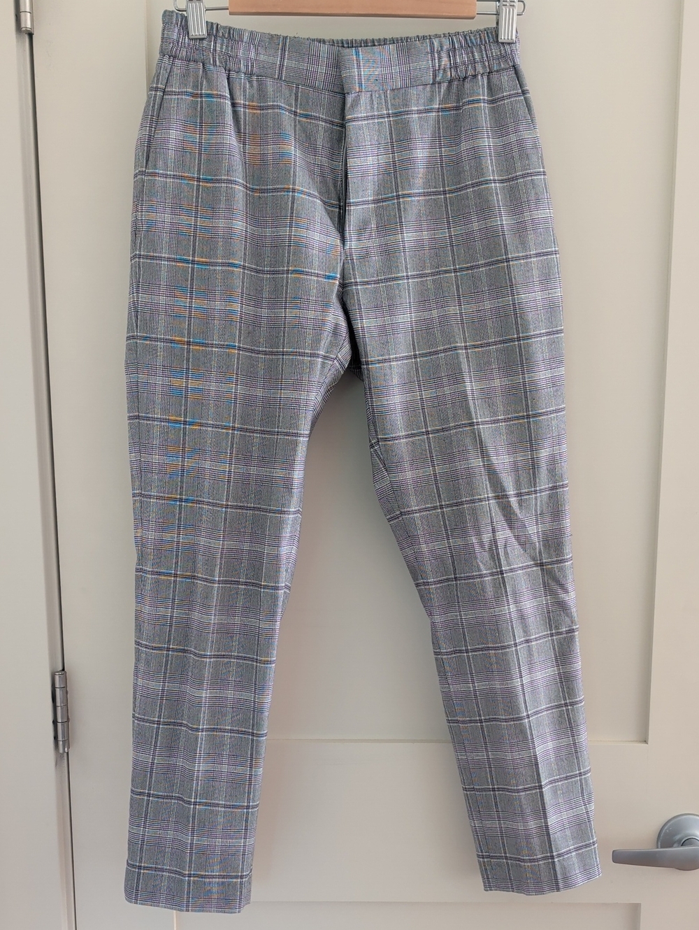 Topman Gray Plaid Chinos with Subtle Blue & Purple Windowpane